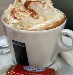 Hot cappucino with whip